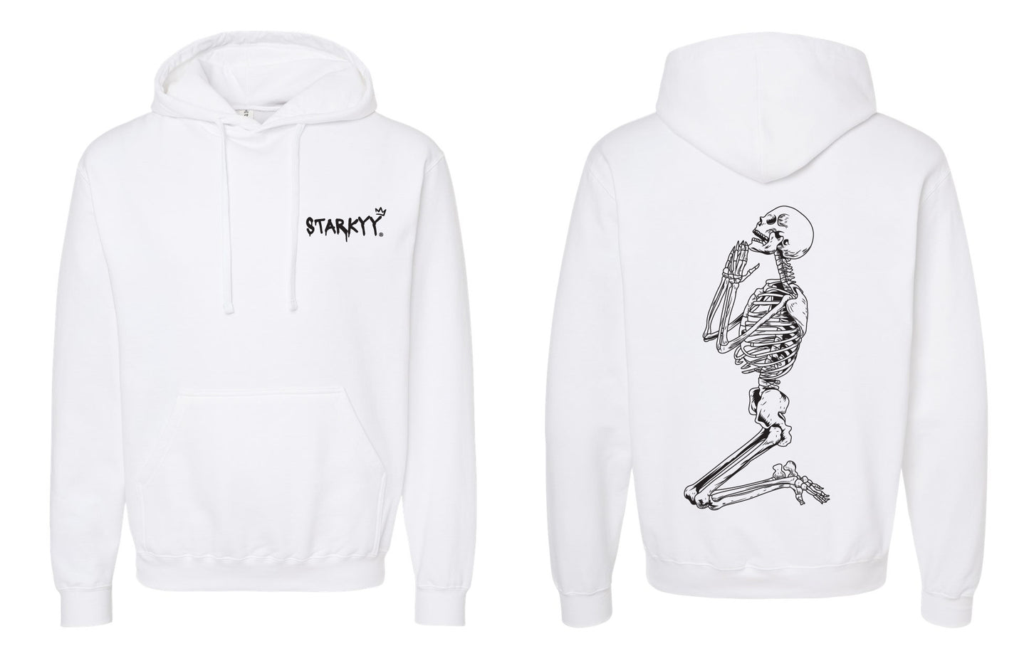 Starkyy Praying Skeleton White Hoodie