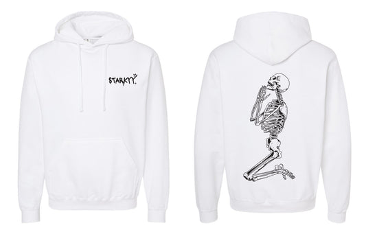 Starkyy Praying Skeleton White Hoodie
